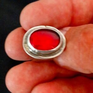 Vintage Rafael Alafandary Sterling Ring (signed)red